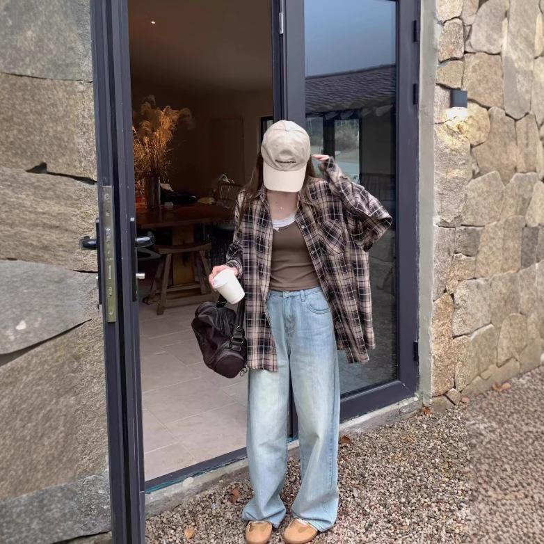 2025 Spring Korean Slimming Plaid Shirt for Women - High-End Sunscreen Design