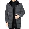 Men's Mid-Length Thickened Fur Collar Cotton Coat for Middle-Aged and Elderly - Business Wear with Velvet Warmth