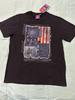 Distress Patchwork Style Graphic Print Resemble The Us Flag Black T-shirt