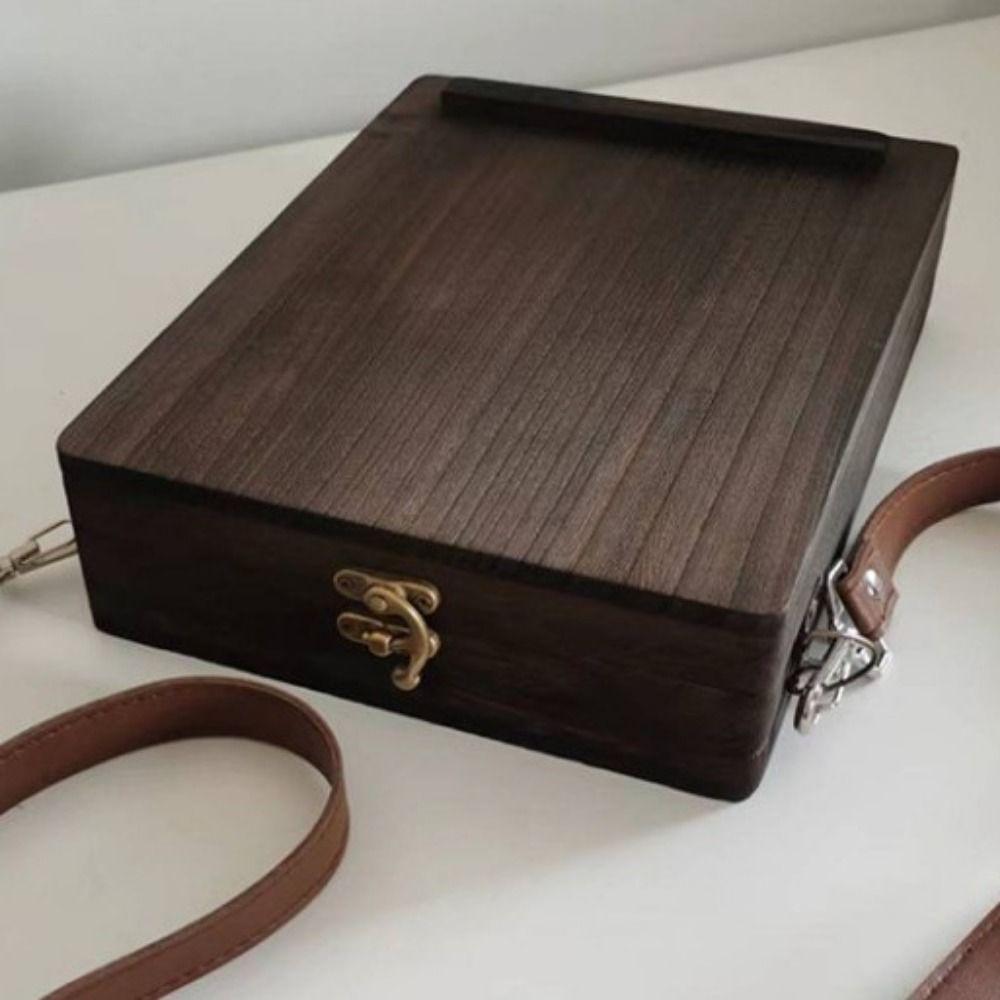 Caja de Madera Mensajero de Escritores Nostálgicos Bolso Portátil para Herramientas de Artista Almacenamiento de Materiales de Arte