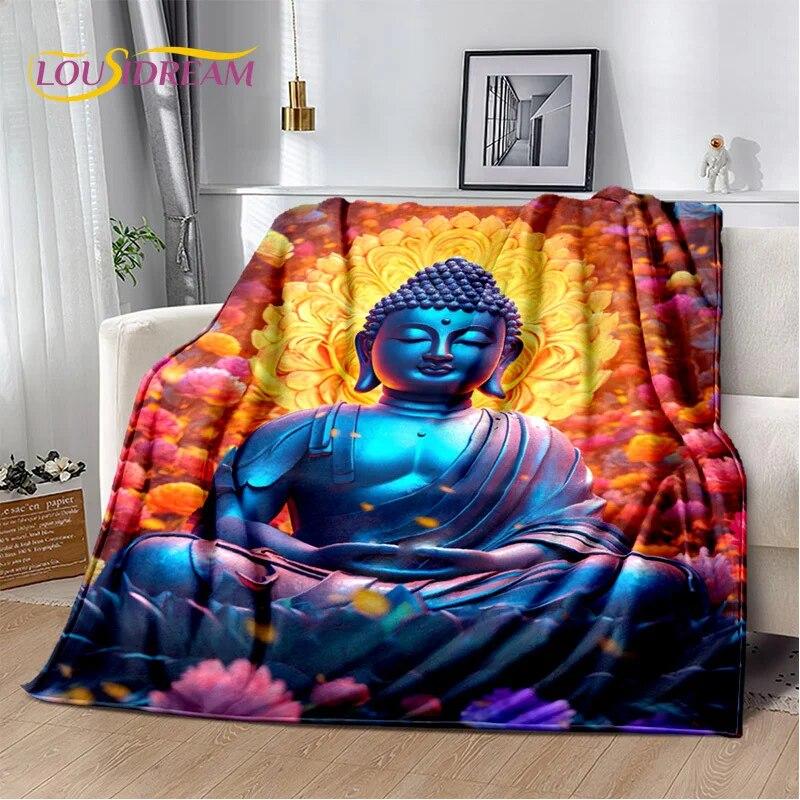 HD Buddha Buddhismus Víra Meditující Náboženství Sakyamuni Bodhisattva Modlitební deka Měkká deka pro domácí postele Pohovka Kid
