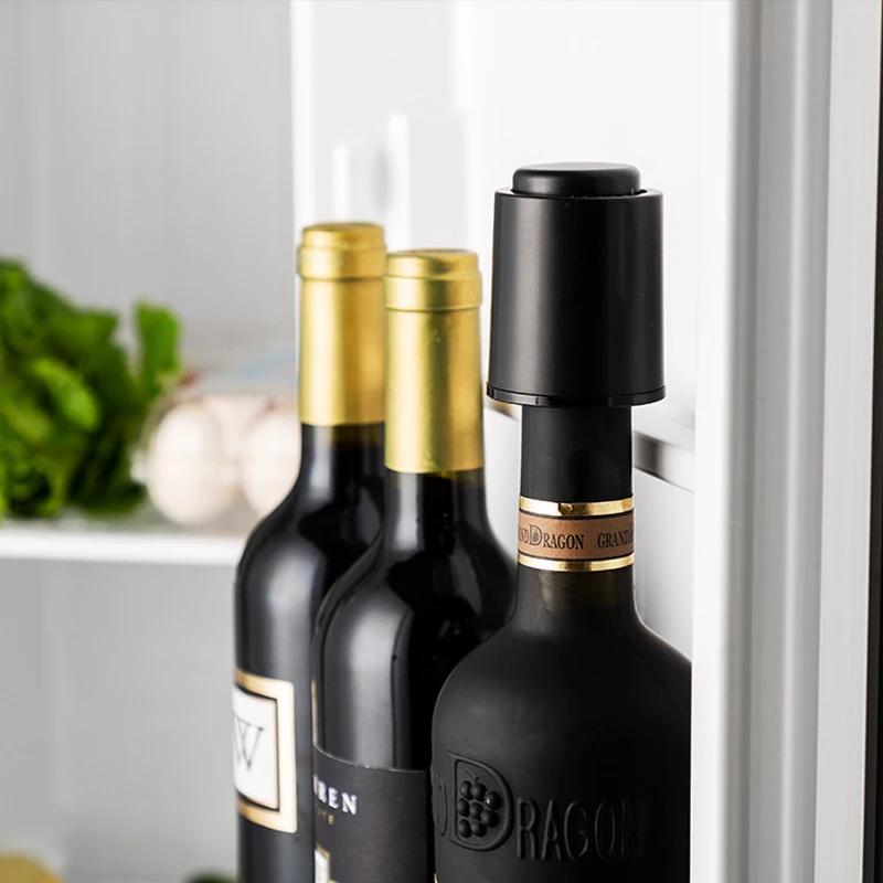 2025 Neu Vakuum Weinflaschenverschluss Stopper Versiegelte Lagerung Vakuum Gedächtnis Weinstopper Druckstil Barwerkzeuge Barzubehör Weinkorken Schwarz