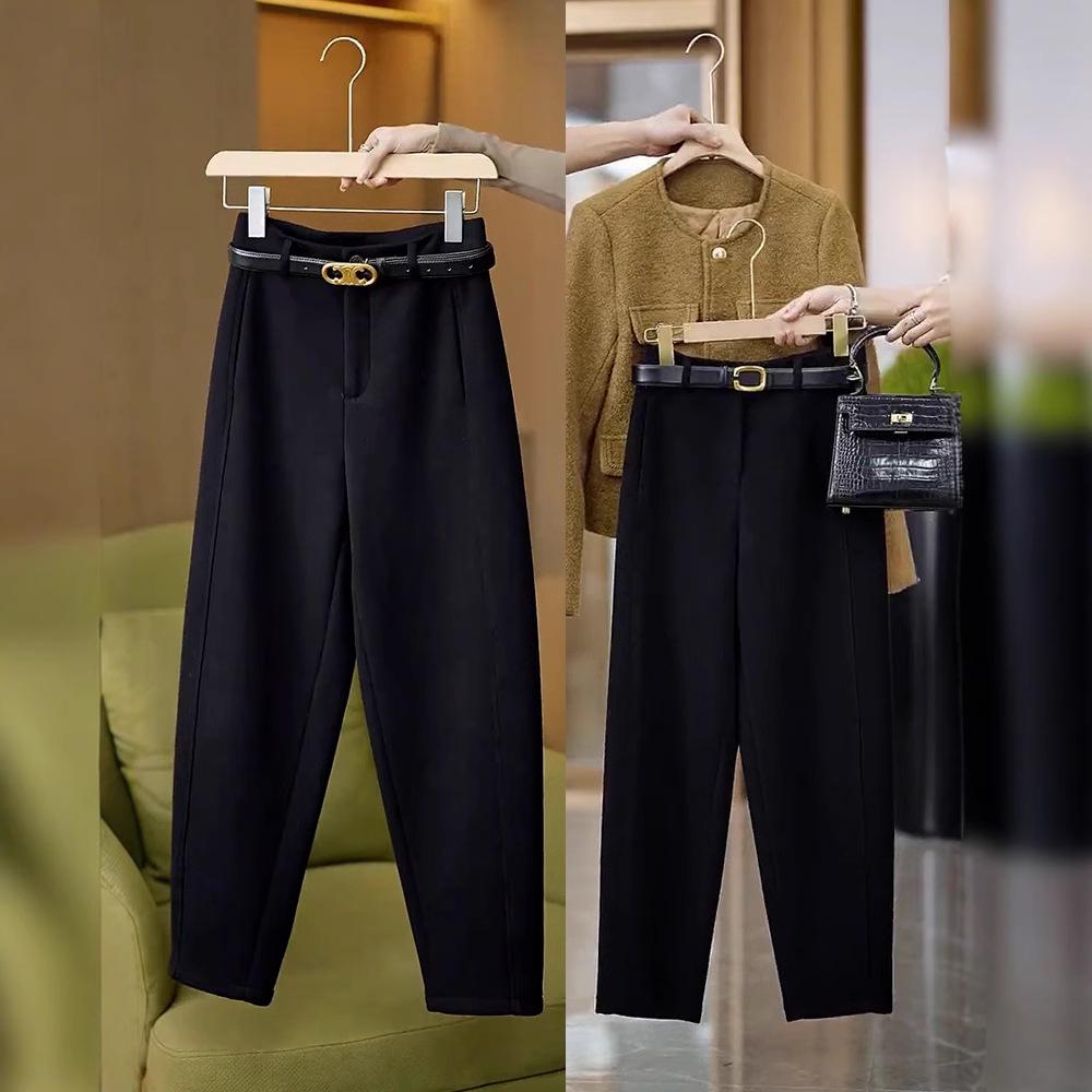 Women's Spring/Autumn Velvet Acetate Wool Scimitar Sweatpants 2025 - New Casual Sports Banana Pants