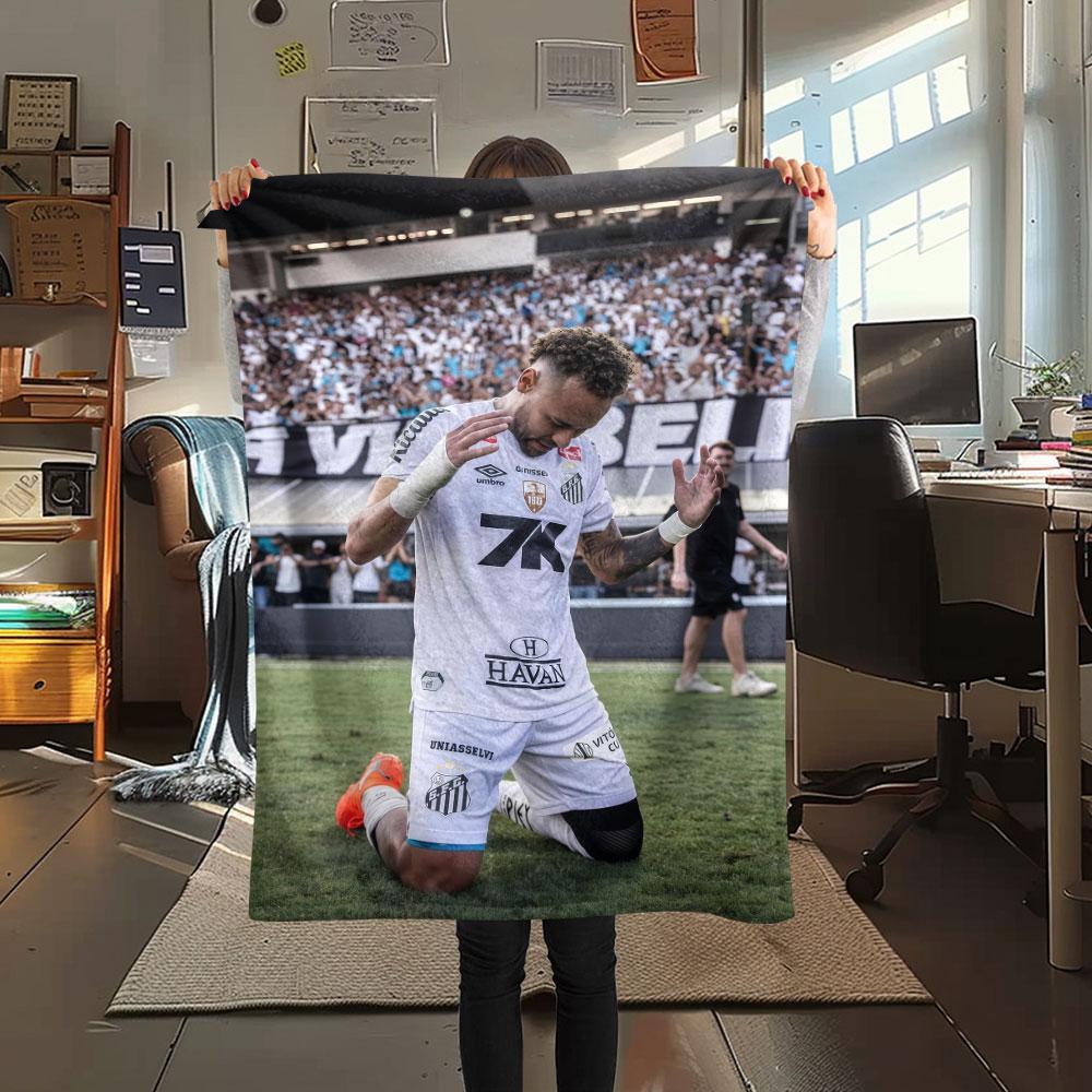 Neymar Kunst Aufdruck Flanelldecke, weiche Überwurfdecke für Schlafzimmer Sofa, waschbar, Fanartikel, tolles Geschenk.