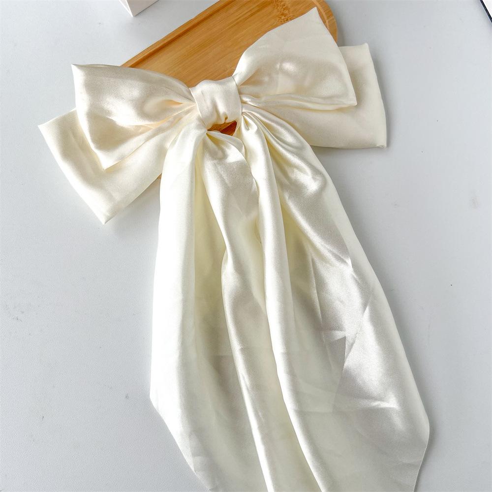 Solid Bow Ribbon Hair Clips Women Elegant Bowknot Satin Hairpins Barrettes Girls Ponytail Clip Wedding Bridal Accessories