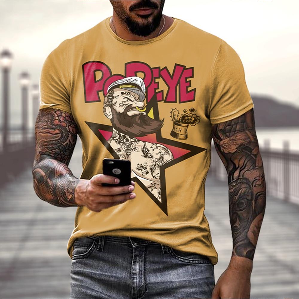 

Повседневная футболка с круглым вырезом, футболка с 3D-цифровой печатью, летний стиль, мужская модная тонкая футболка, топ с короткими рукавами, размер XXS~6XL XL