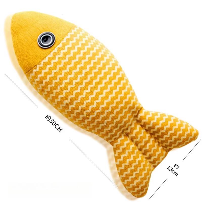 

Cotton and Linen Cat Fish Toy Animal Interactive Toy Pet Companion Gift Household Pet Products Simulated Teeth Grinding Fish Toy жёлтый