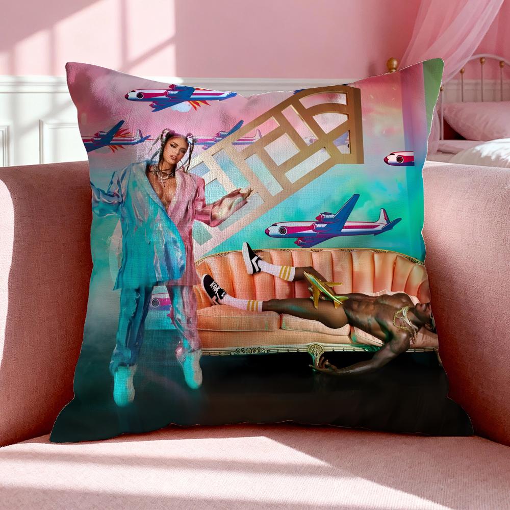 Singer K-Karol G Cushion Cover Breathable Linen Pillowcase Summer Odorless Eco-Friendly Invisible Zipper Washable
