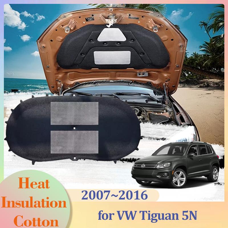 For Volkswagen VW Tiguan 5N 2007~2016 Car Hood Engine Ulation Pad Cotton Soundproof Cover Heat Sticker Liner Mat Accessories