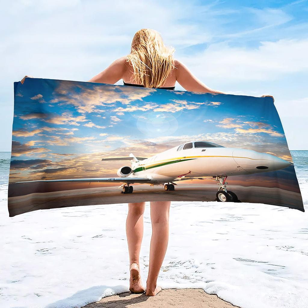 Airplane Pattern Series Seaside Vacation Beach Towel Swimming Bath Towel Sports Towel