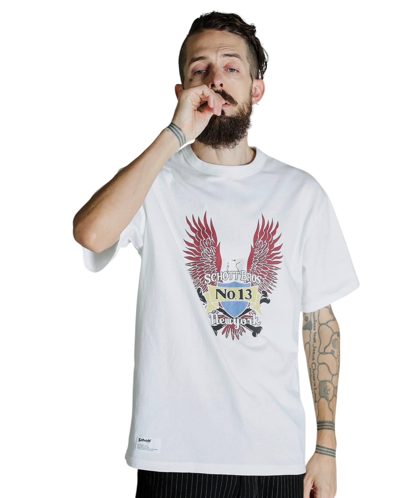 

Schott Eagle T-Shirt, Men s, Size XL, 030, White, 782-5134019