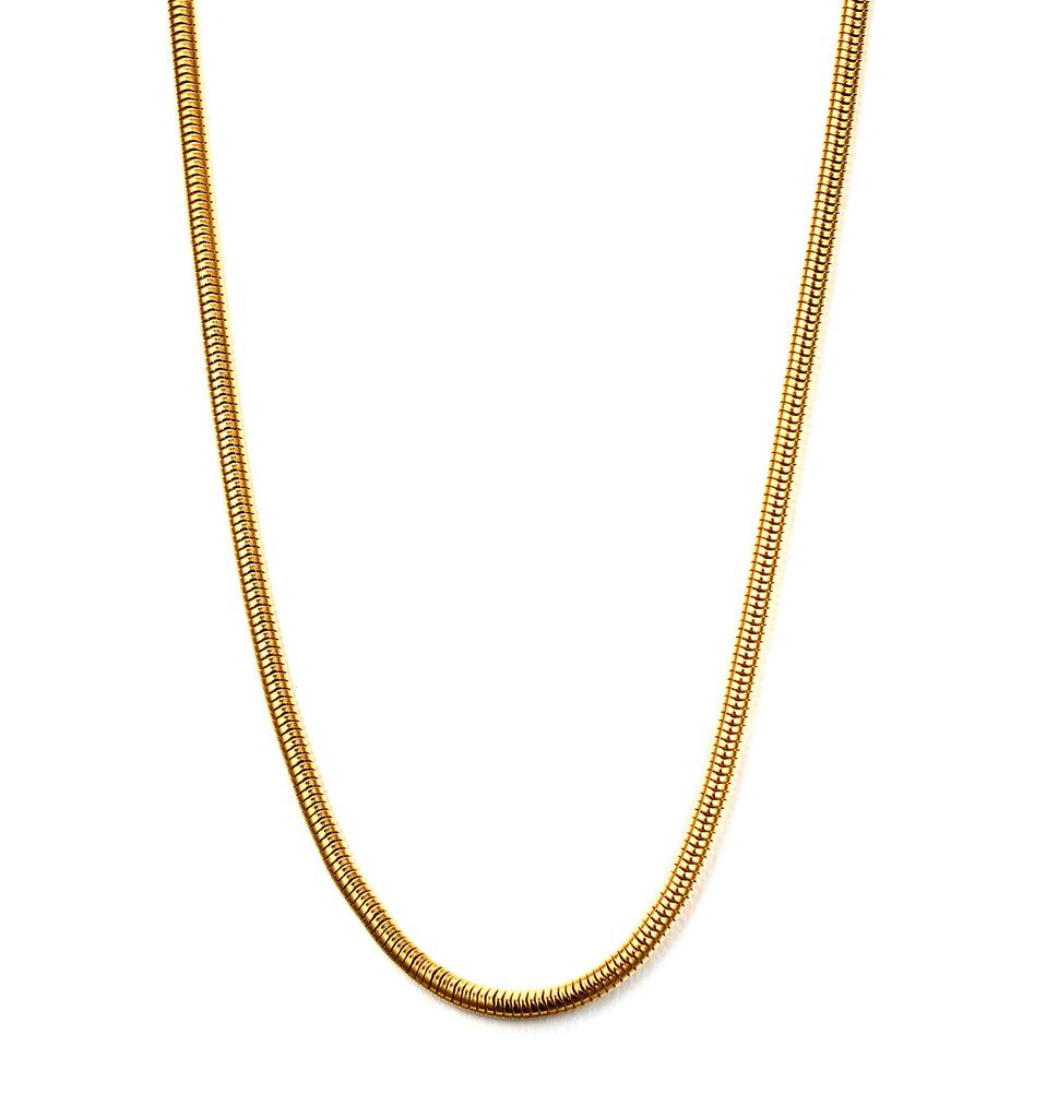 High End 18K Gold Plated Herringbone Choker Necklace Snake Stainless Steel Necklace