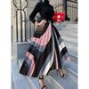 Printed Design Four Season Casual Style Geometric Stripes Abstract Color Pattern Half Skirt