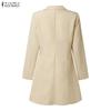 ZANZEA Women Casual Turn Down Collar Long Sleeve Elegant Shift Dress