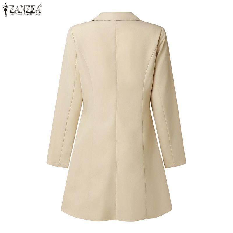 ZANZEA Women Casual Turn Down Collar Long Sleeve Elegant Shift Dress