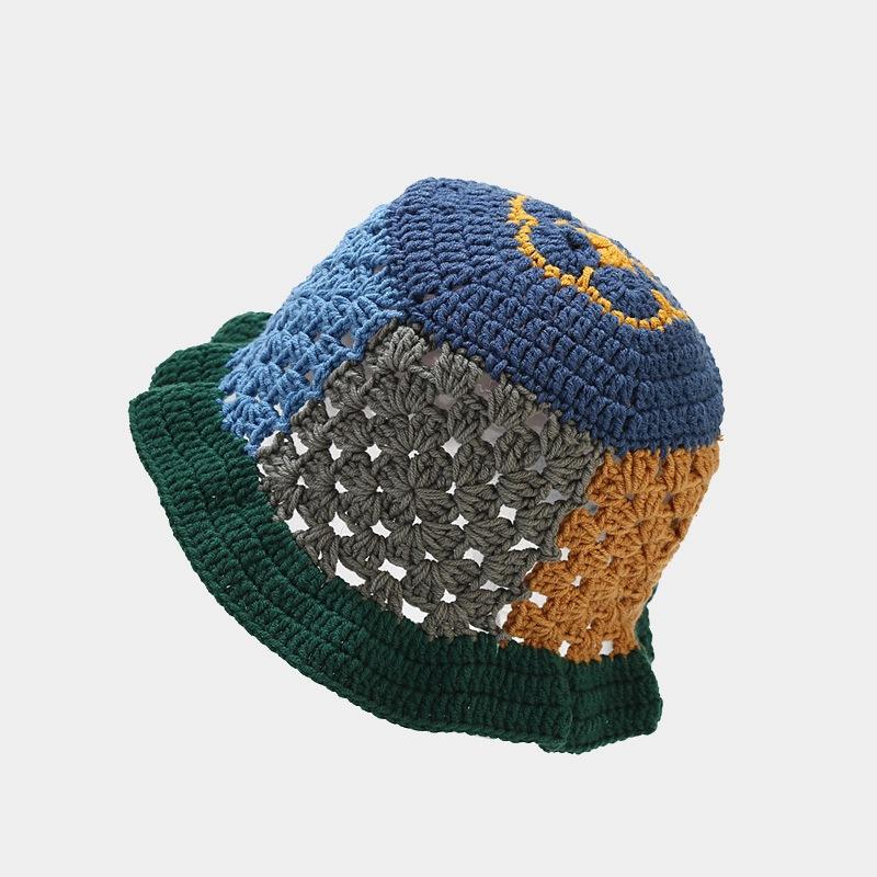 Hand-Crochet Hollow Floral Bucket Hat - Artistic Knit Vacation Hat for Women Breathable & Bohemian Style Crochet Cap