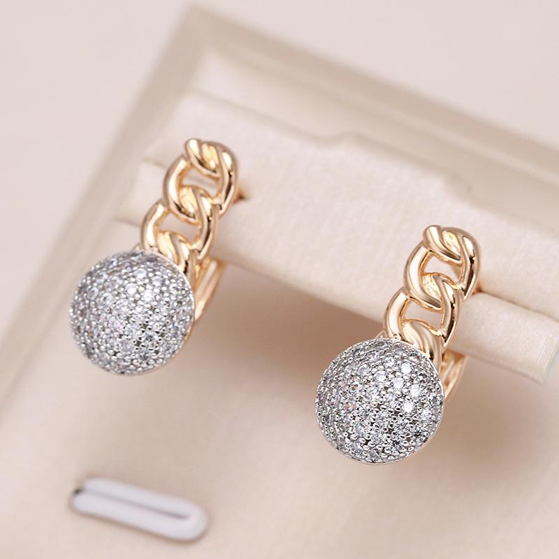 New Arrivals Micro-Wax Inlay Natural Zircon Earrings  Rose Gold Color Fashion Women Wedding Jewelry Round Earrings