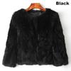 Lady Real Genuine Rabbit Fur 3/4 Sleeve Outwear Winter Warm Jacket Furry Coat
