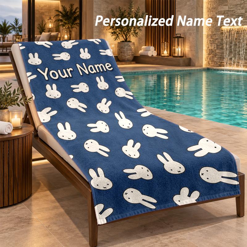 Miffy Custom Name Beach Towel Large Soft Towel for Indoor Bathroom Outdoor Beach