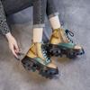 Fall/Winter Boots, Women's Chunky-Soled Color-Block Riding Boots, Vintage High-Top Ankle Boots, Fashionable Versatile Women's Boots