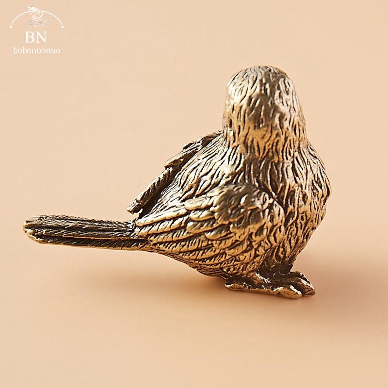Space-saving Sparrow Statue Metal Brass Tea Pet Table Surface Ornament Home Use Decoration Accessories Vintage Bird Animal Figurines Miniatures