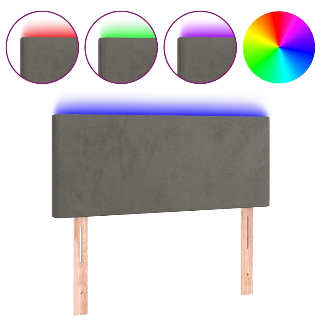 Vidaxl Bed Headboard with LED, Dark Grey, 90X5X78/88 Cm, Velvet