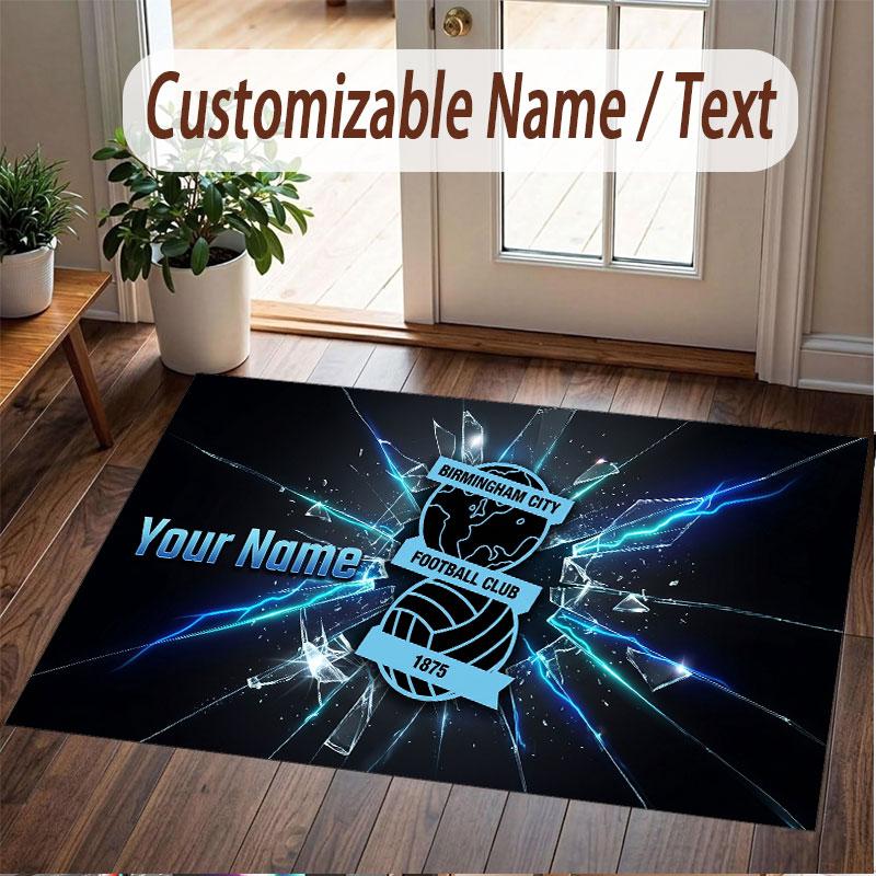 Custom Rug BIRMINGHAM CITY Pattern Print Name Text Soft Non‑Slip Floor Carpet for Home Indoor Decoration