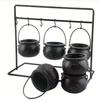 3/6pcs Halloween Witch Candy Bowl Mini Black Plastic Witches Cauldron Pumpkin Treat Bucket Candy Basket for Halloween Table Deco