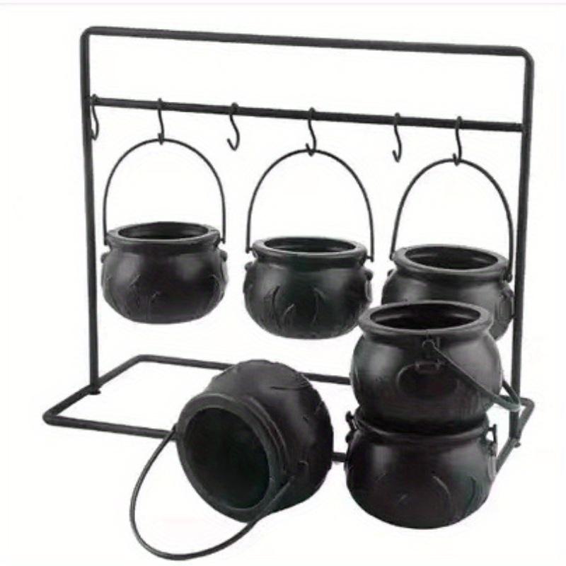 3/6pcs Halloween Witch Candy Bowl Mini Black Plastic Witches Cauldron Pumpkin Treat Bucket Candy Basket for Halloween Table Deco