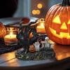Halloween Figurines Tree Skull Pumpkin Crow Tombstone Figurine Resin Gothic Statue Ornaments Decor for Indoor Home Bookshelf