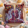 A-Alex Grey Trippy Psychedelic Cushion Cover Plush Fabric Soft Double-Sided Printed Sofa Pillow Case Colorfast Home Decor Gift