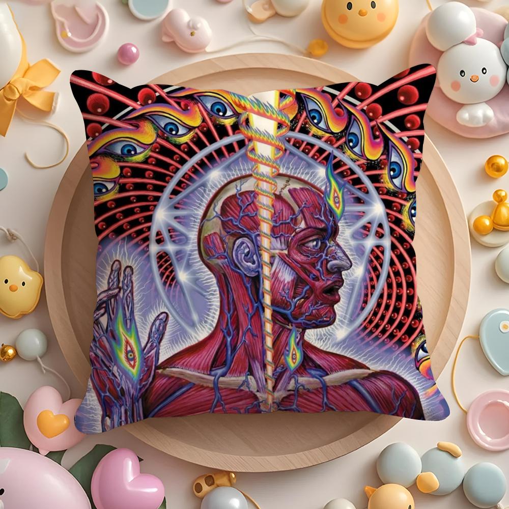 A-Alex Grey Trippy Psychedelic Cushion Cover Plush Fabric Soft Double-Sided Printed Sofa Pillow Case Colorfast Home Decor Gift