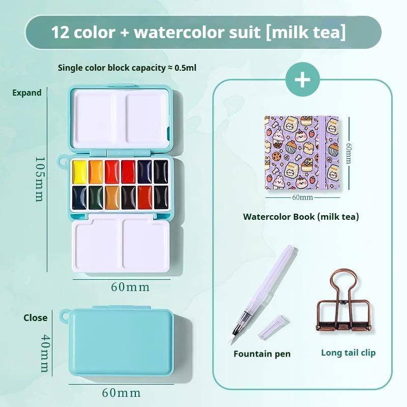 Travel Paint Palette Pocket Artist Watercolor Set Schmincke 12/24Colors Portable Watercolor Paint Box Sketchbook Set for Student