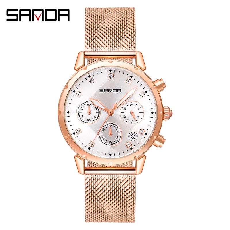 Sanda Men's Fashion Quartz Watch with Date, Three Hands, and Nail Scale