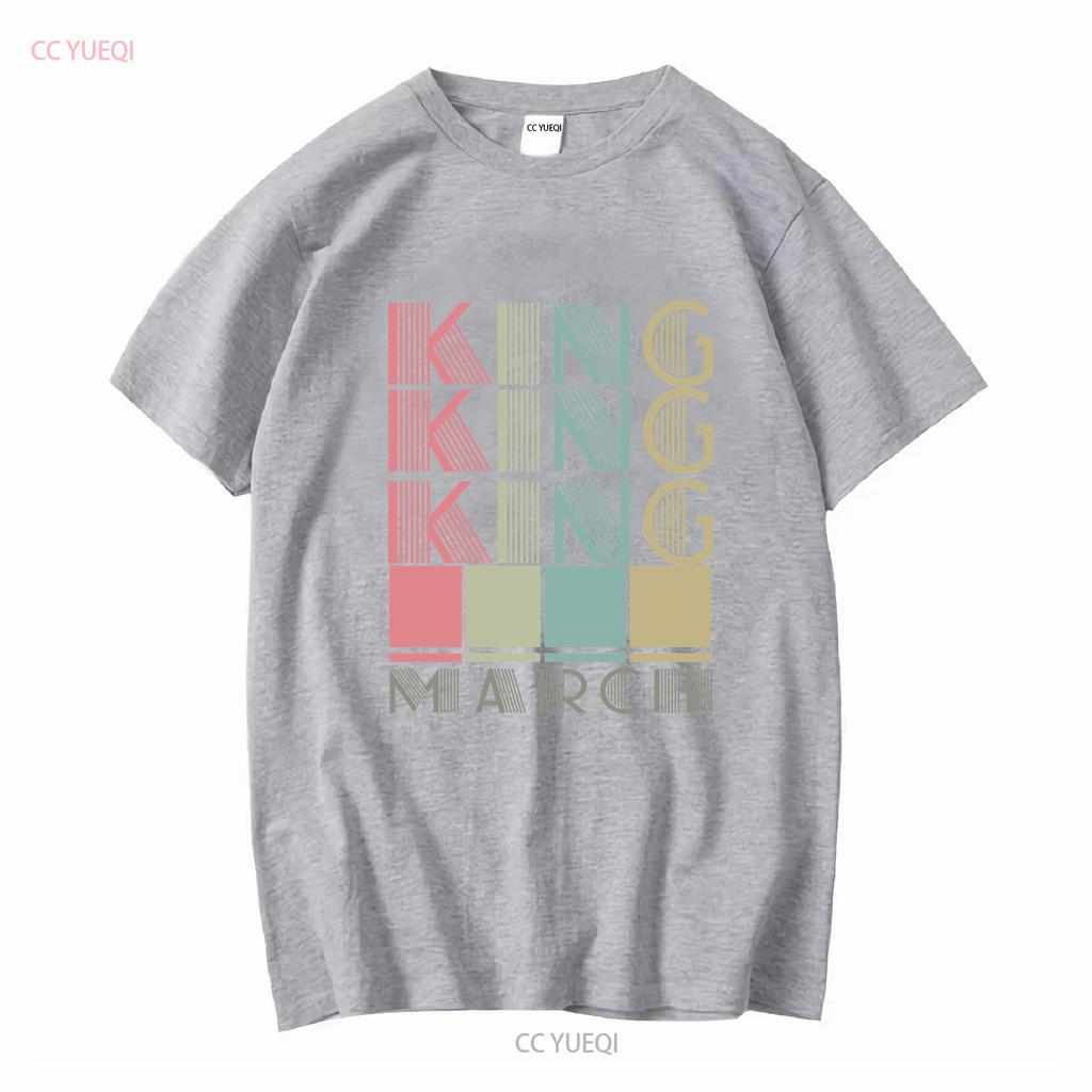 1975 King Are Born In March T Shirt vintage Washed fashion Slightly Top For Everyday Wear Stretched Stylish Soft Versatile