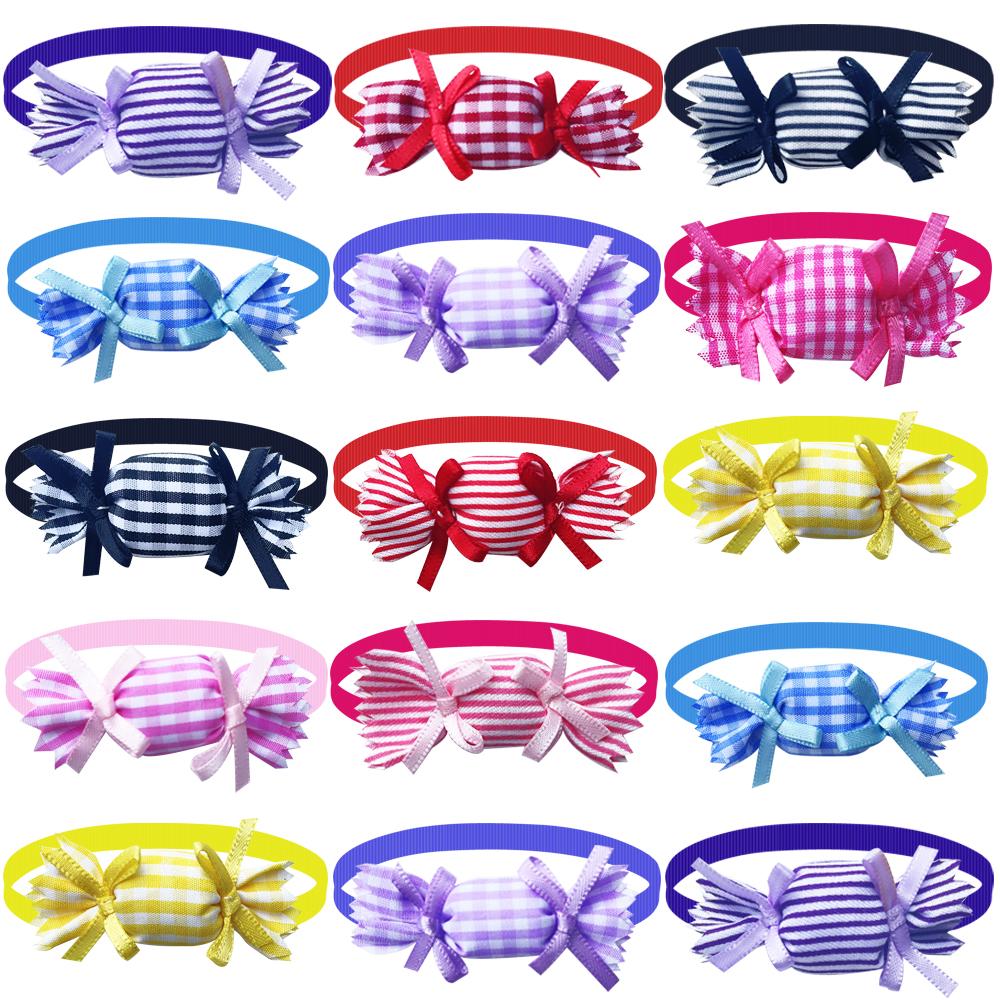 

50/100pcs Candy Style Pet Dog Cat Bow Ties Adjustable Collar Neckties for Small Dog Dog Grooming Accessories Pet Products 50pcs