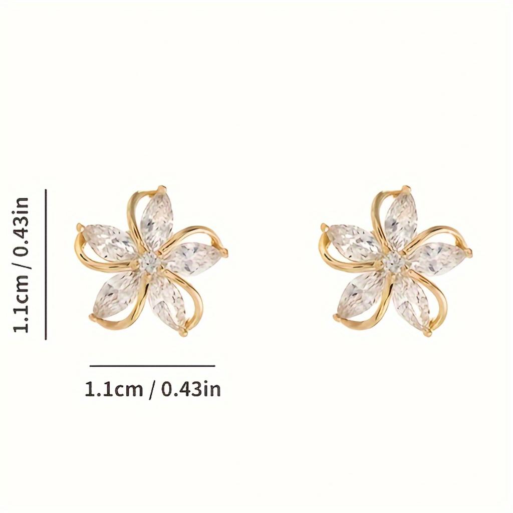 Fashion Five-Petal Flower Earrings, Elegant Minimalist Delicate Studs Perfect Gift For Ladies Sisters Holiday Jewelry Accessory