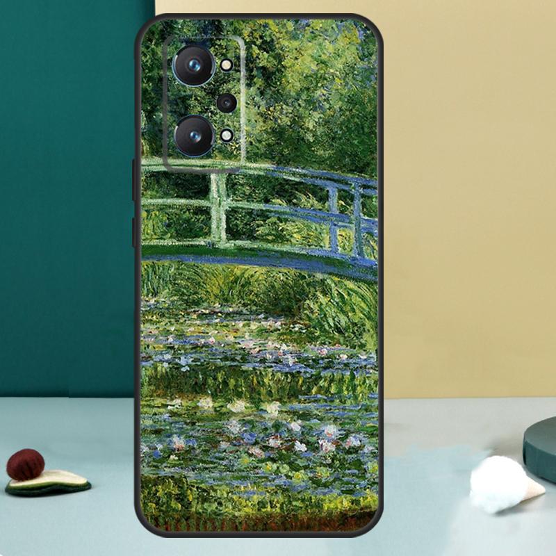 Claude Monet Garten Lotusbrücke Für Realme GT 6T 5 6 GT 7 Pro C67 C75 C61 C55 C53 C51 C21Y C25S 10 11 12 13 14 Pro Plus Hülle
