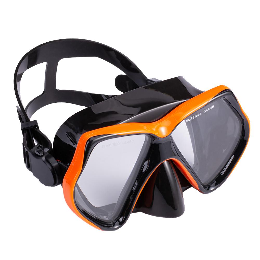 Snorkel Mask Swimming Goggles Diving Training Skirt Tube Silicone Temp Glass Lens Anti-Leak Anti-Fog Wide View Adjustable Strap