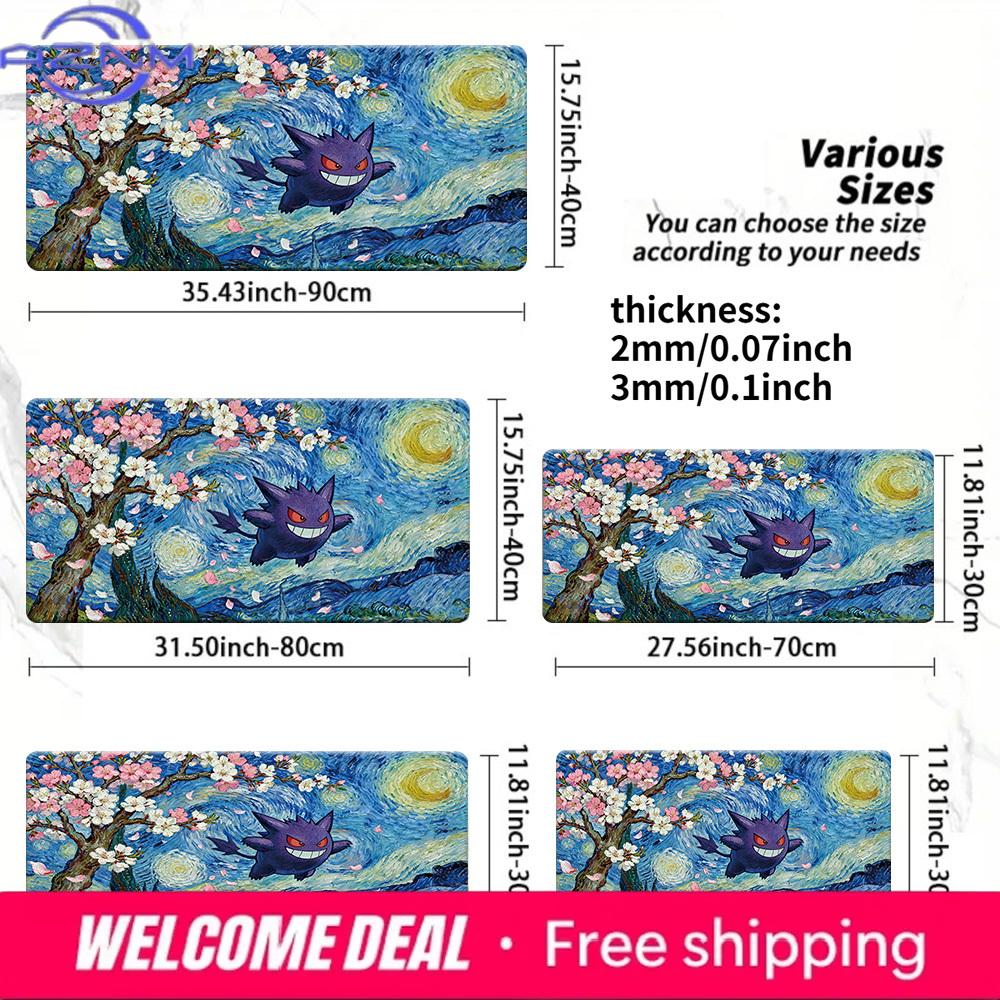 Starry Night Cherry Blossom Gengar Gaming Mouse Pad NonSlip Desk Mat 30x80x0.2cm