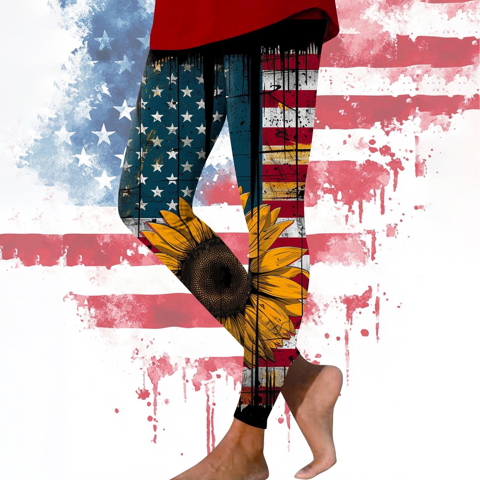 

Женские повседневные модные уличные брюки с принтом «День независимости» узкие эластичные укороченные брюки для йоги M
