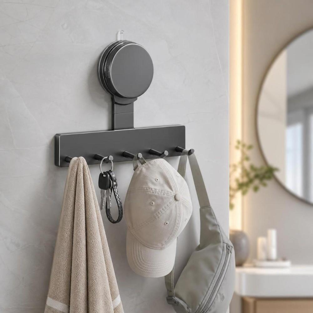 Punch-Free Suction Cup Hook Strong Load Bearing Storage Rack Light Luxury Wall Hook Cabinet