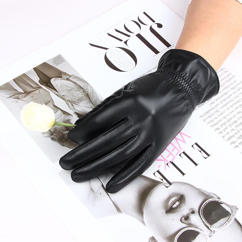 Hengyuanxiang Women's Fleece-Lined Sheepskin Gloves
