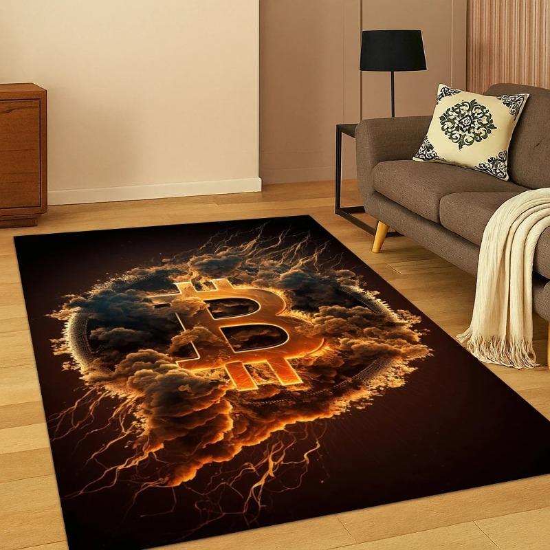 HD Bitcoin Pattern Carpet Rug for Home Bedroom Living Room Sofa Doormat Decor Carpets for Living Room Bedroom Decor Carpet