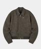 Veste Blouson Col en Cuir Daim THEY_Marron