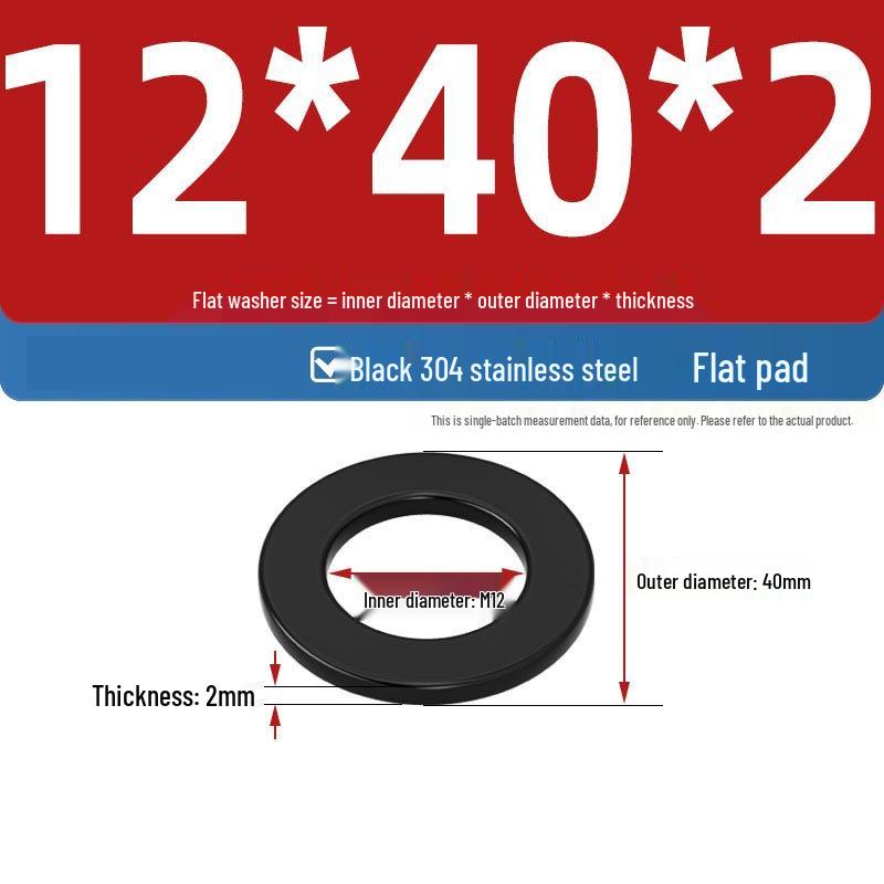 Ultra-Thin Black Zinc-Plated Stainless Steel Flat Washer (M2-M20)