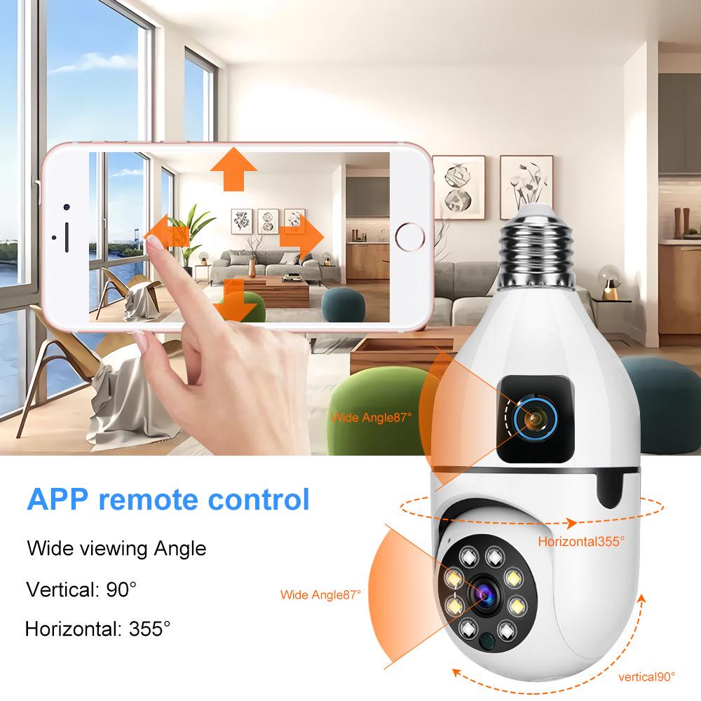 Wireless Dual-Screen Light Bulb Camera with Night Vision and Smart Monitoring