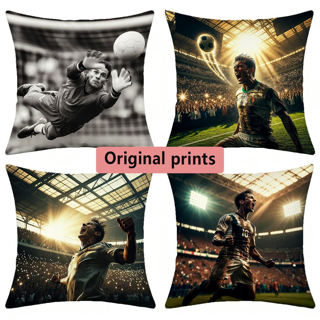 Soccer Stadium Fan Celebrate Goal Throw Pillow Covers Pattern Cushion Cover Suitable For Sofa Bedroom Car Pillow Cover