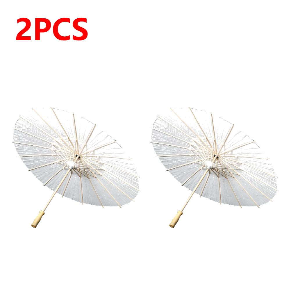 5-1PCS 60cm White Paper Parasol Umbrella for Wedding Party Favor Photo Props Wooden Hhandle Oiled Paper DIY Bamboo Umbrellas
