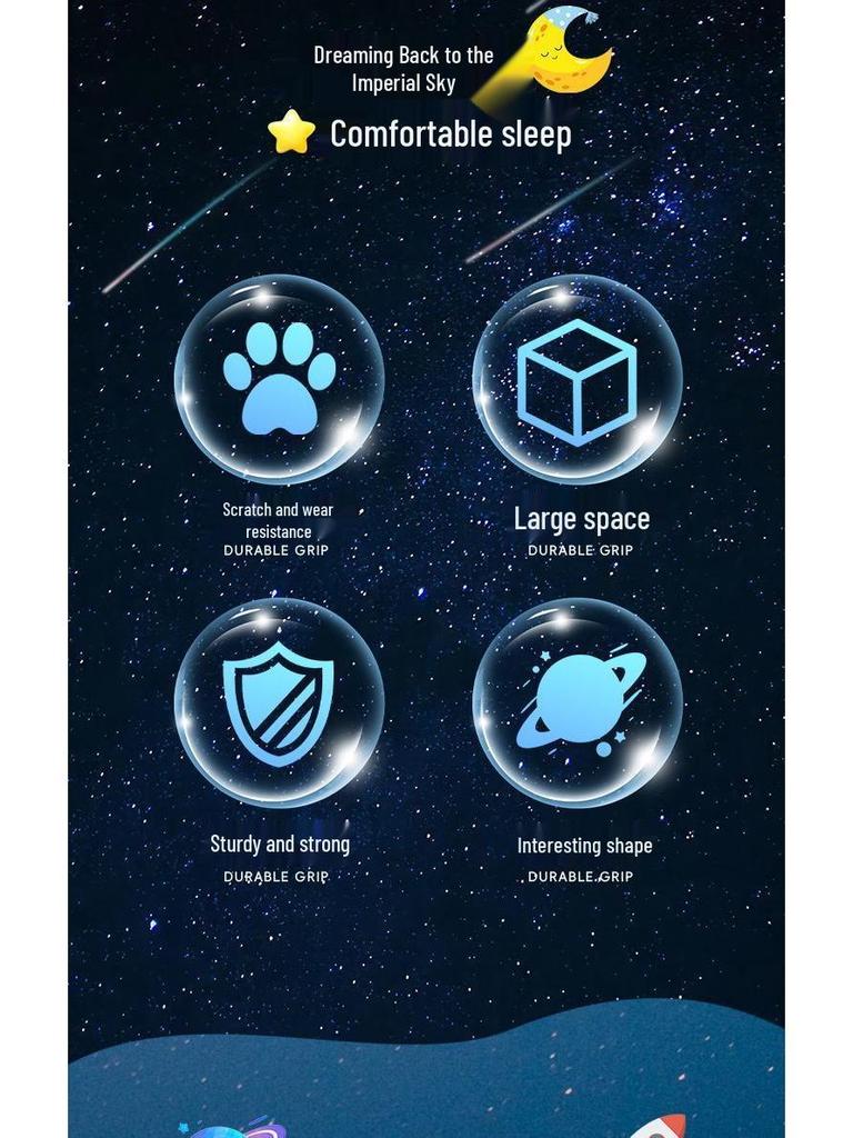 Durable Starry Sky Cat Bed & Scratching Board: Large Oval All-Season Toy